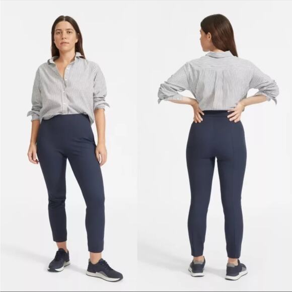 Everlane The Curvy Side-Zip Stretch Cotton Pant Navy Blue Capsule Wardrobe 10 - Picture 1 of 10